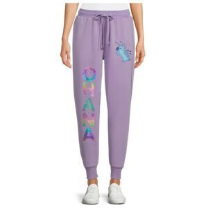 Disney Lilo & Stich “Ohana” Purple Sweat Jogger Womens Pants Size XL